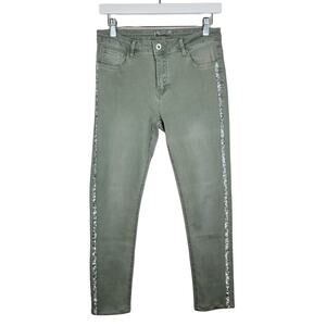 Zac & Zoe Paris Smoky Green Sparkle Stripe Jeans - Size EU L/40